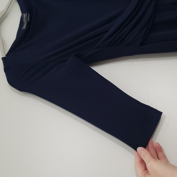 Jessica Howard Fit and Flare Dress 6P Petite Navy Blue Multicolor Colorblock - Picture 4 of 16